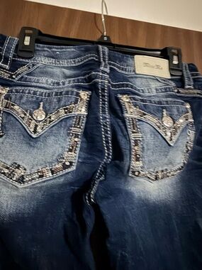 Angels Jeans Dark Blue Embellished Boot Cut Jeans